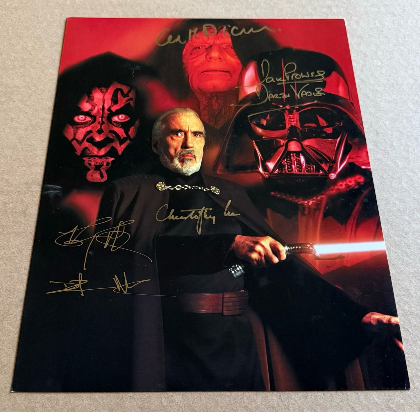 11X14 SIGNED BY DAVE PROWSE, CHRISTOPHER LEE, RAY PARK, AND IAN MCDIARMID