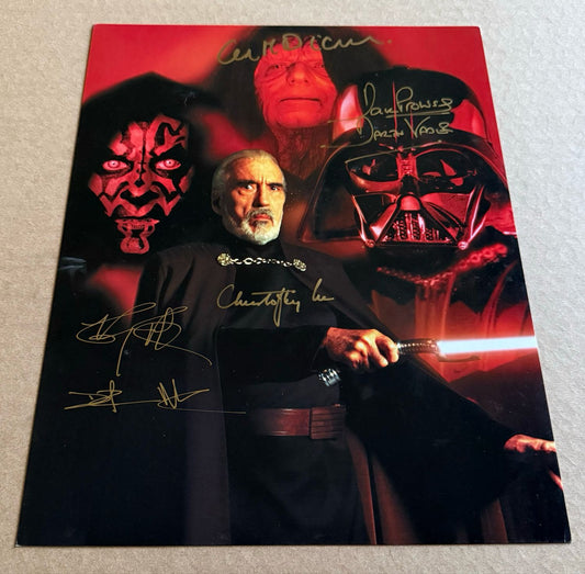 11X14 SIGNED BY DAVE PROWSE, CHRISTOPHER LEE, RAY PARK, AND IAN MCDIARMID