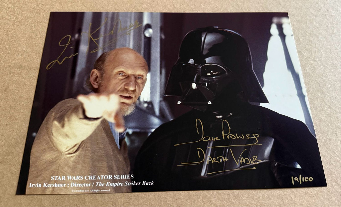 DARTH VADER 8X11 PHOTO SIGNED BY DAVE PROWSE AND IRVIN KERSHNER