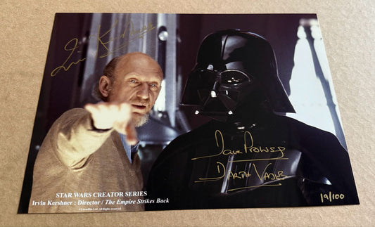 DARTH VADER 8X11 PHOTO SIGNED BY DAVE PROWSE AND IRVIN KERSHNER